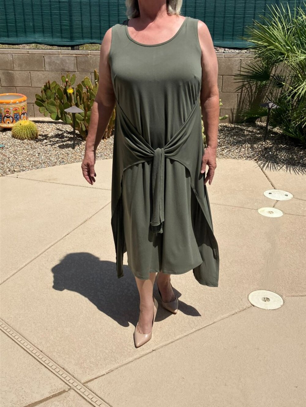 Lane Bryant Sage Green Maxi Wrap Sleeveless Dress 14-16 - Picture 2 of 10